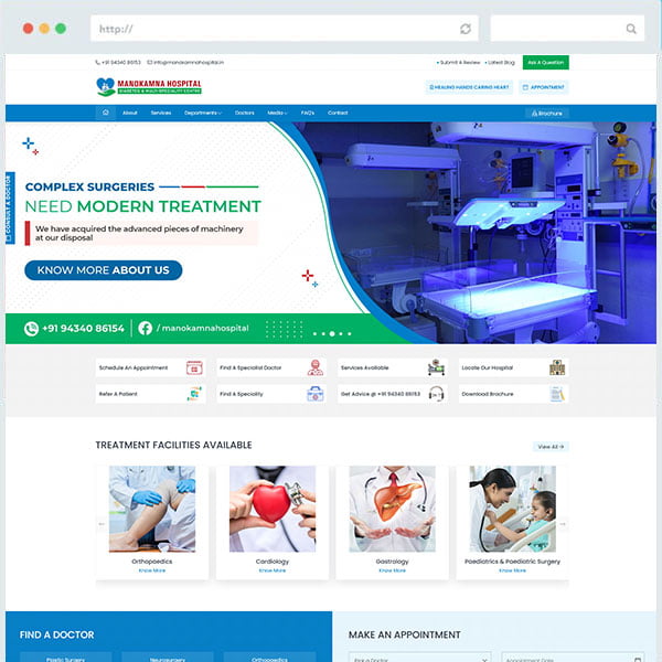Manokamna Hospital Website Design