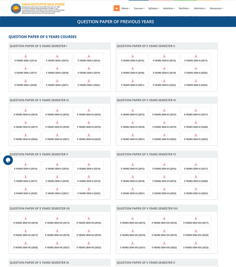 Indian Institute of Legal Studies Website Screenshot 4