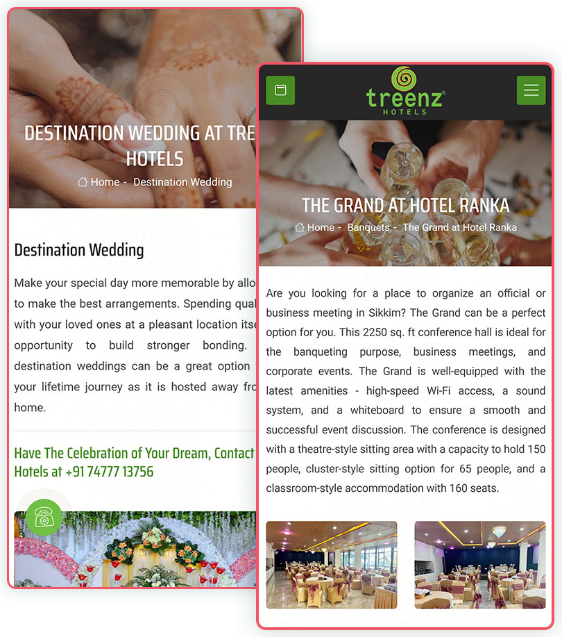 Treenz Hotels Website Screenshot 3