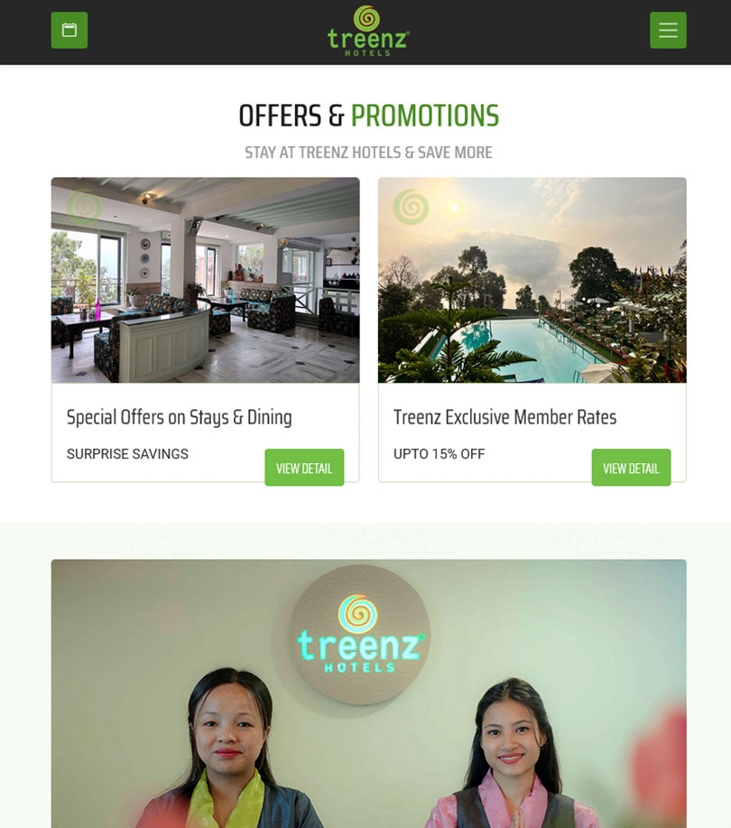 Treenz Hotels Website Screenshot 4