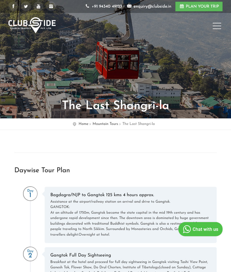 Clubside Tours & Travels Website Screenshot 3