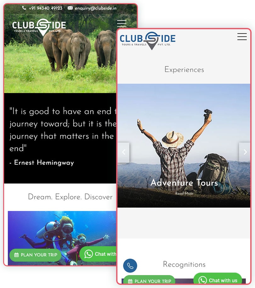 Clubside Tours & Travels Website Screenshot 4