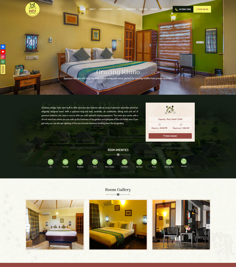 Musa Jungle Retreat Website Screenshot 3